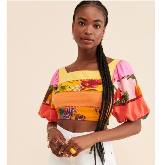 FARM Rio Tops - Farm Rio Rainbow Mixed Tiered Top - size XS